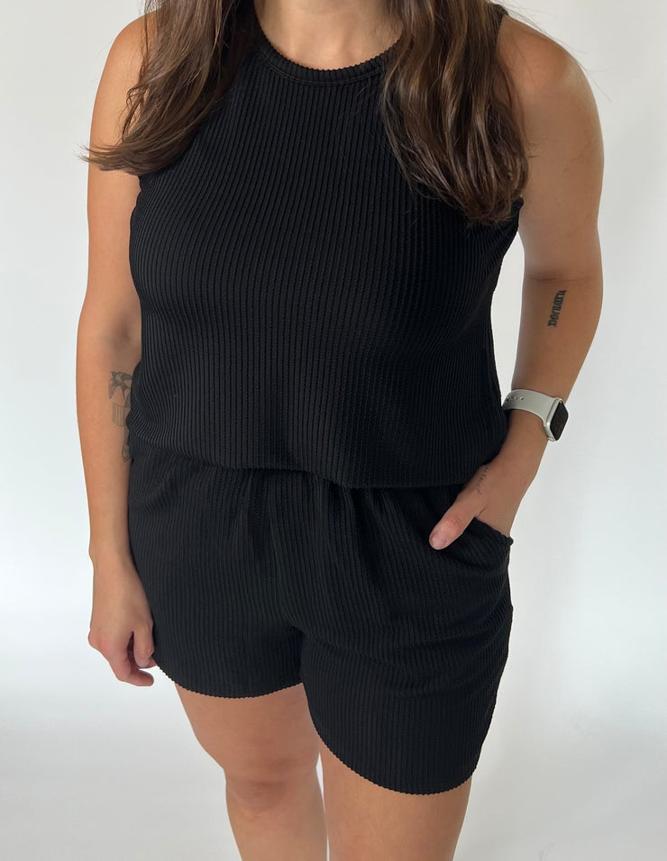 Black Corded Top and Short Set