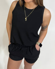 Black Corded Top and Short Set