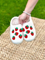 Strawberry Fuzzy Fleece Slippers