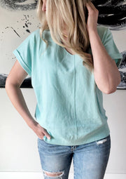 Lucy V Neck Tee in Mint (S-L)