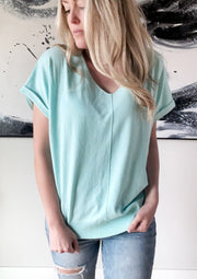 Lucy V Neck Tee in Mint (S-L)