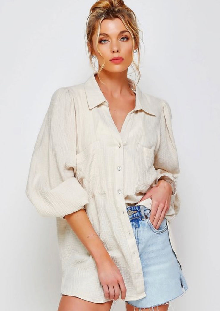 Matilda Button Up in Cream (S-L)