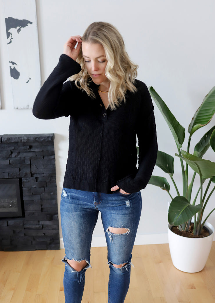 Kayla Knit Sweater in Black (S-2XL)